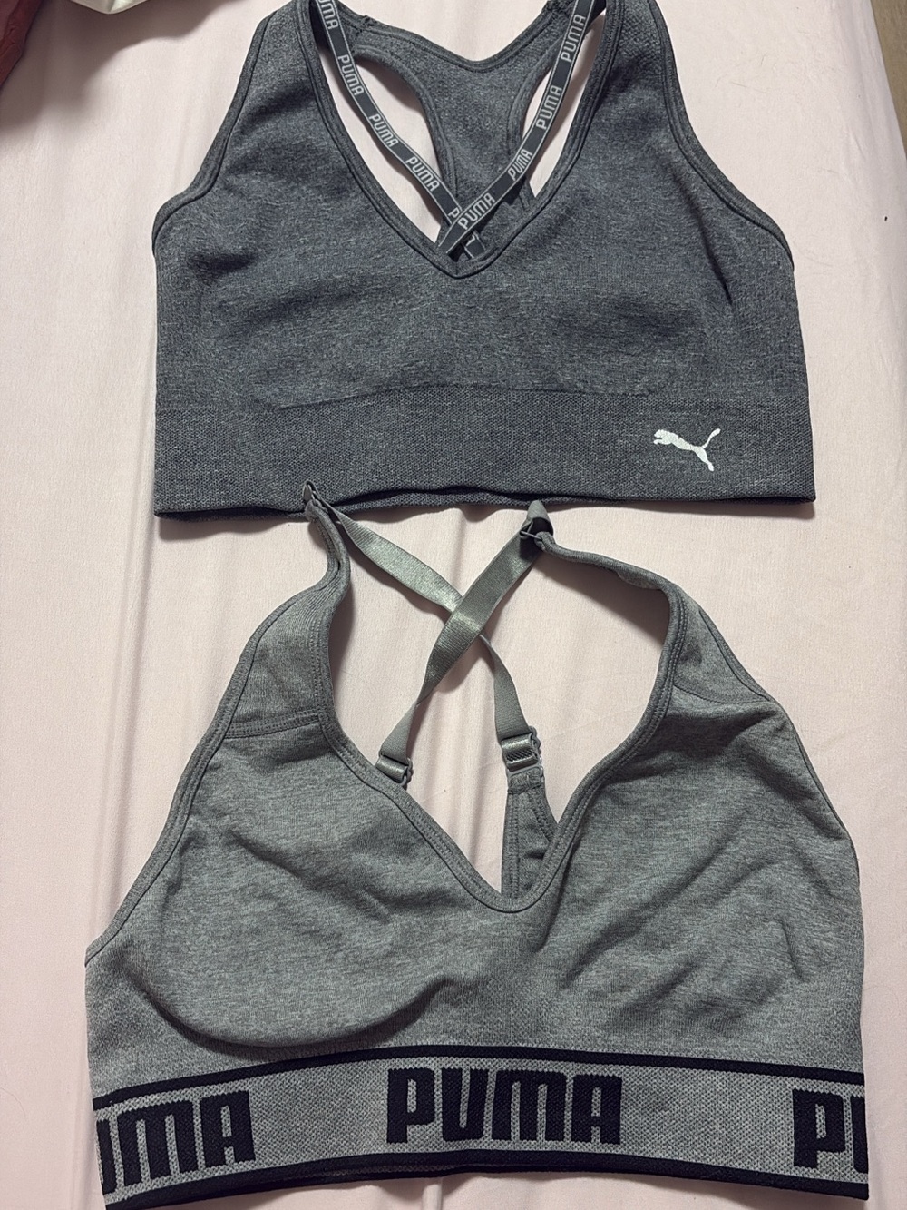 Puma Gray Women's Twin Sports Bras with Branded Band